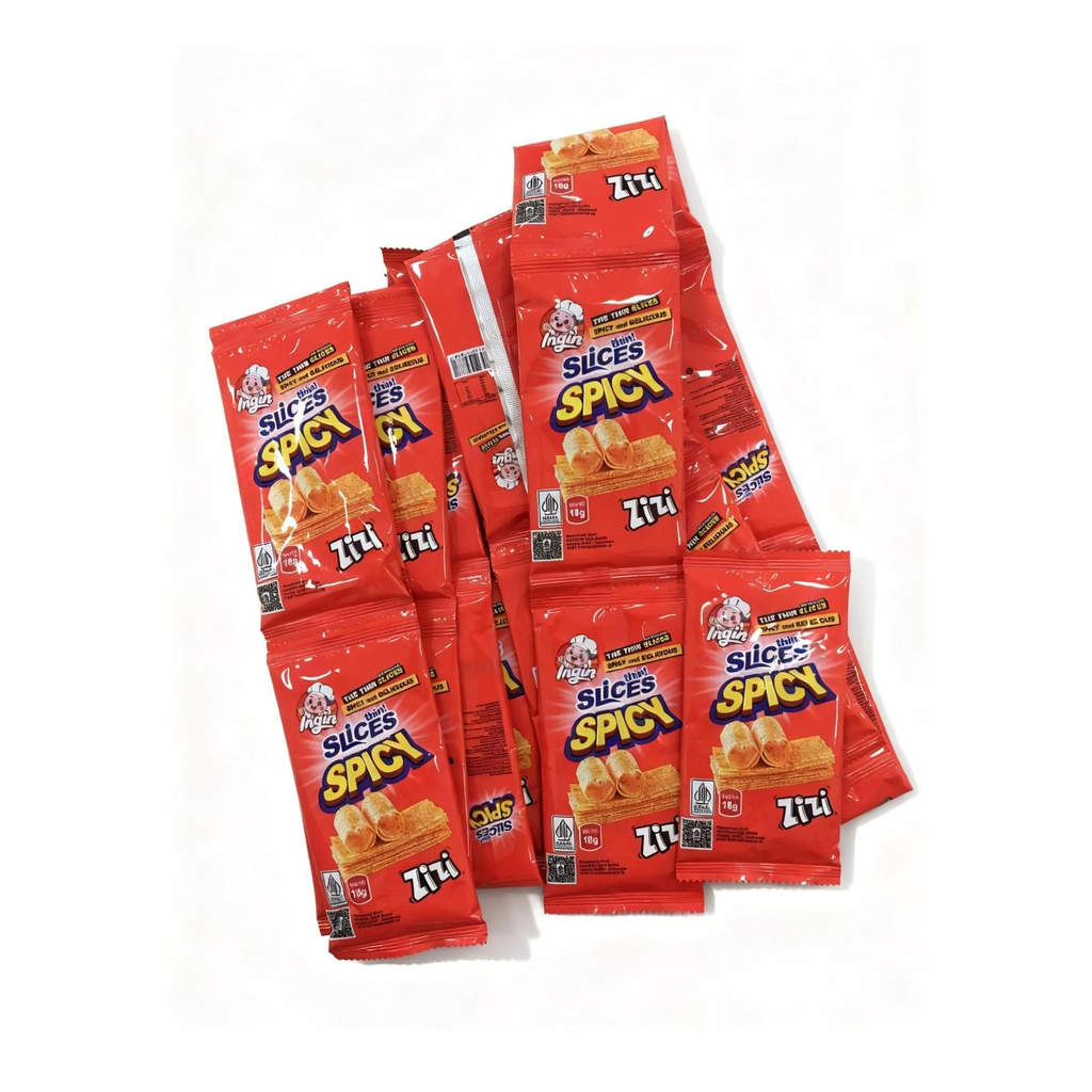 Products INGIN Slices Spicy kemasan merah connected pack