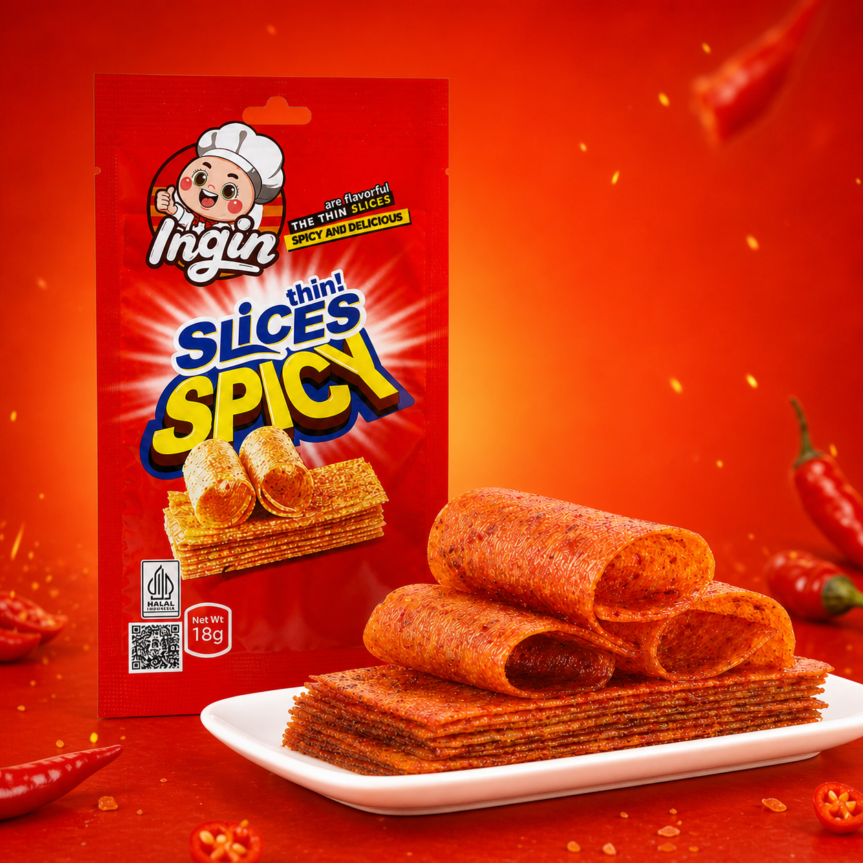 Products INGIN Slices Spicy kemasan merah